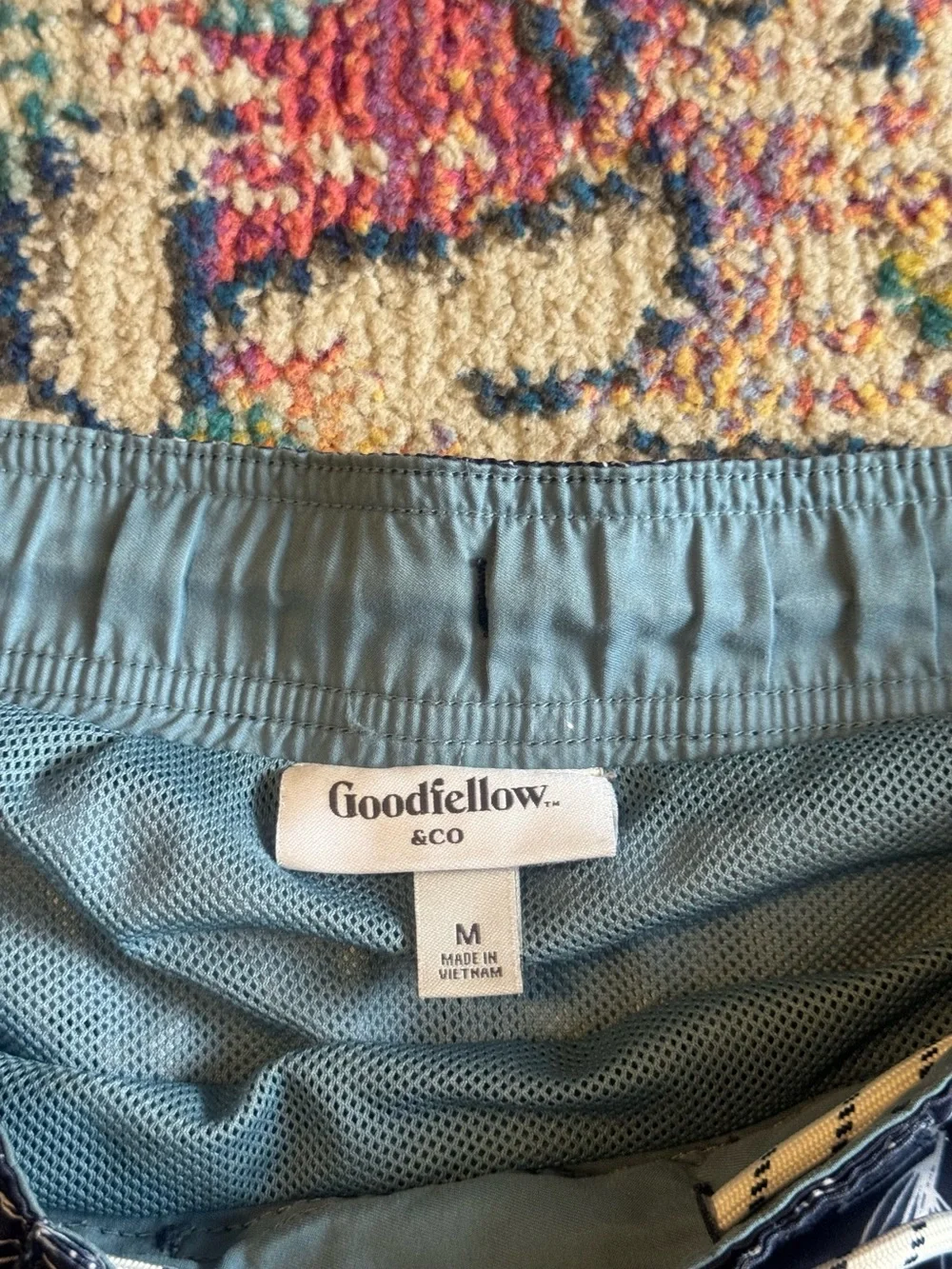 Goodfellow & Co Men’s Navy Blue Tropical Patterned 8” Board Shorts Swim Trunks